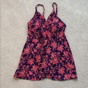 Lands End Skirted Slimming Swimsuit. One Piece large swimdress with Shelf Bra.